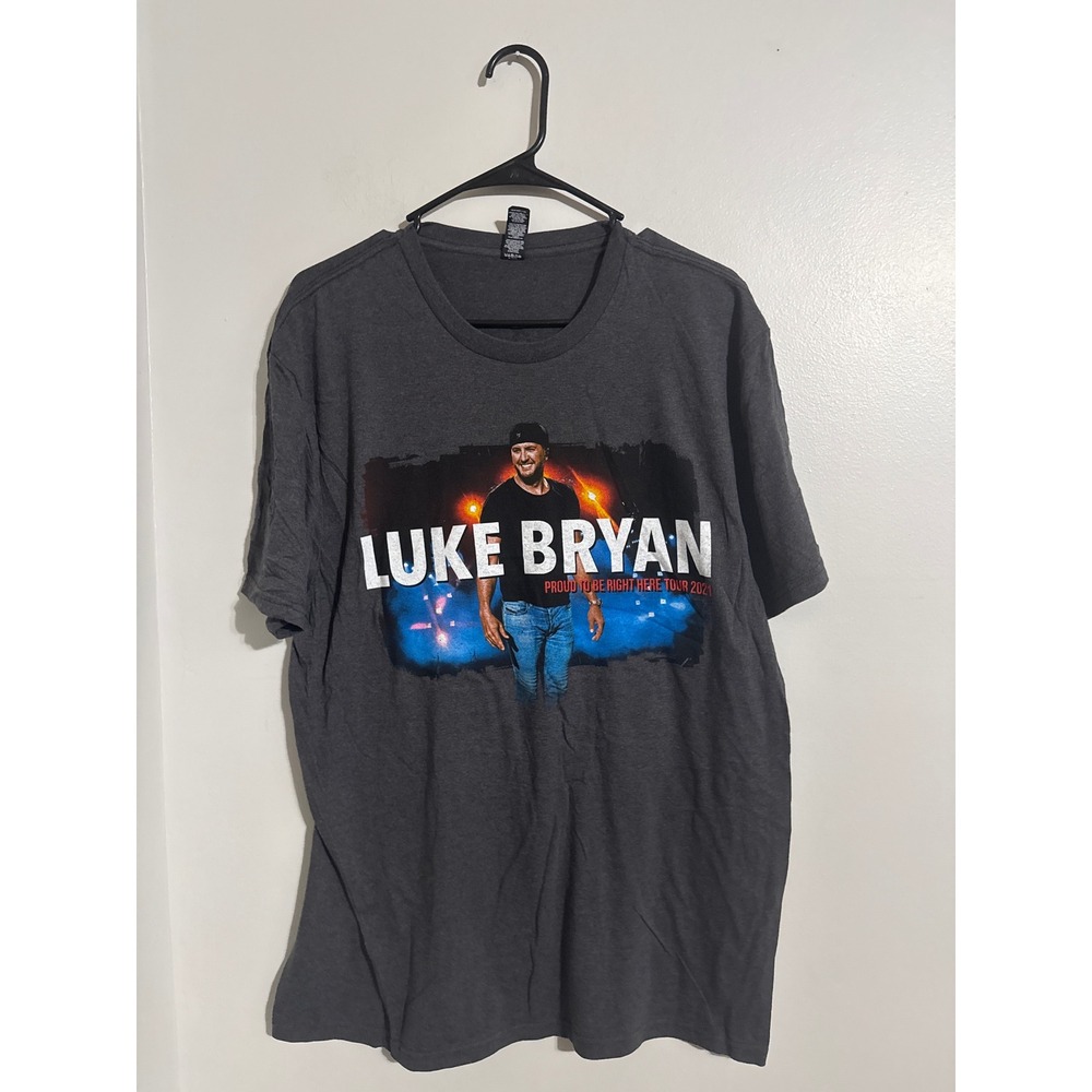 Luke Bryan Proud To Be Right Here Tour 2021 Concert T-Shirt Gray Mens Large